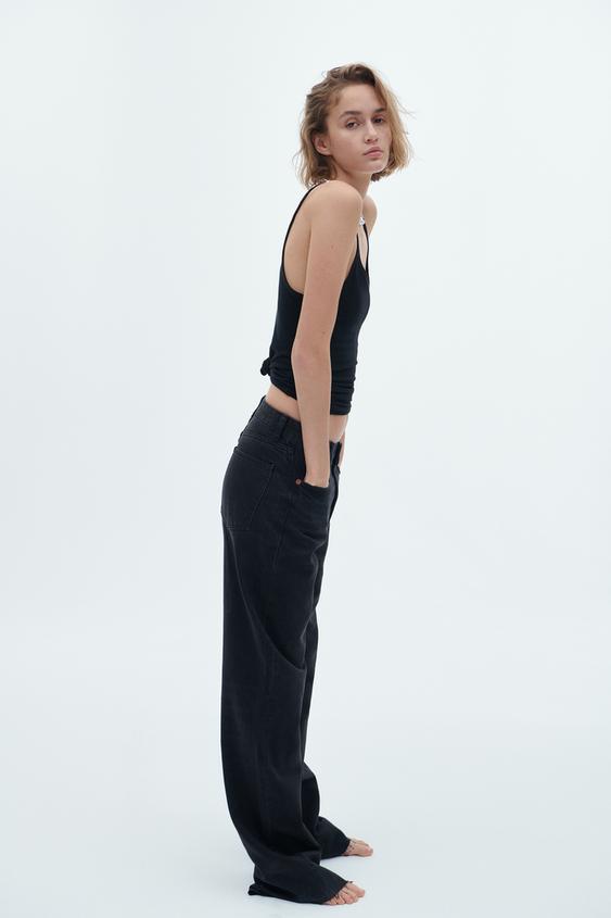 Zara Woman Black Wide Leg High Waist Pants Trousers, Women's