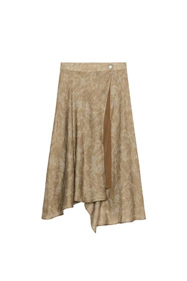 Zara RUSTIC MIDI SKIRT - taupe brown