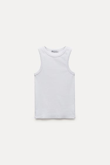 CAMISETA COM NERVURAS E EFEITO DE LAVAGEM - Branco da Zara