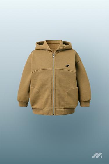SWEATSHIRT MIT REISSVERSCHLUSS UND RELIEFLOGO - Khaki von Zara