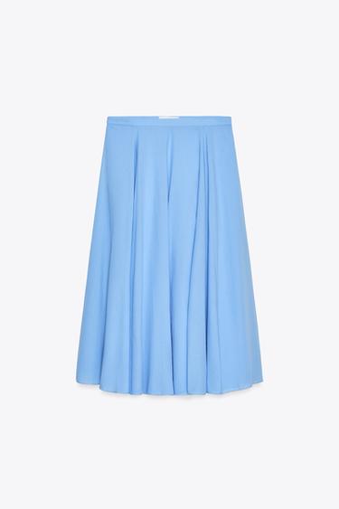 ZW COLLECTION FLARED COTTON SKIRT - Light blue by Zara - Image 4