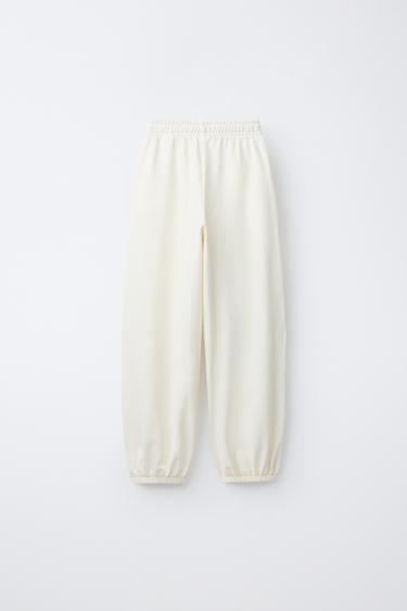 PANTALON EN MOLLETON BALLOON À INSCRIPTION - Écru de Zara - Image 1