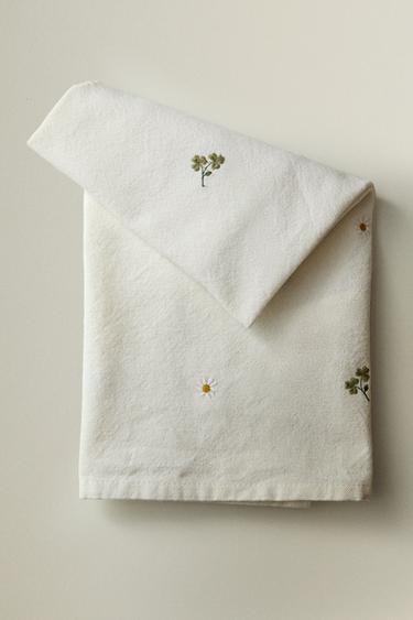 TORCHON BRODÉ TRÈFLE - Vert de Zara - Image 4