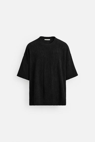 Zara TEXTURED RELAXED FIT SWEATSHIRT - Black - Image 0