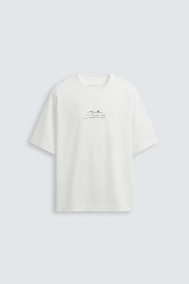 Zara PRINTED PATCH T-SHIRT - White