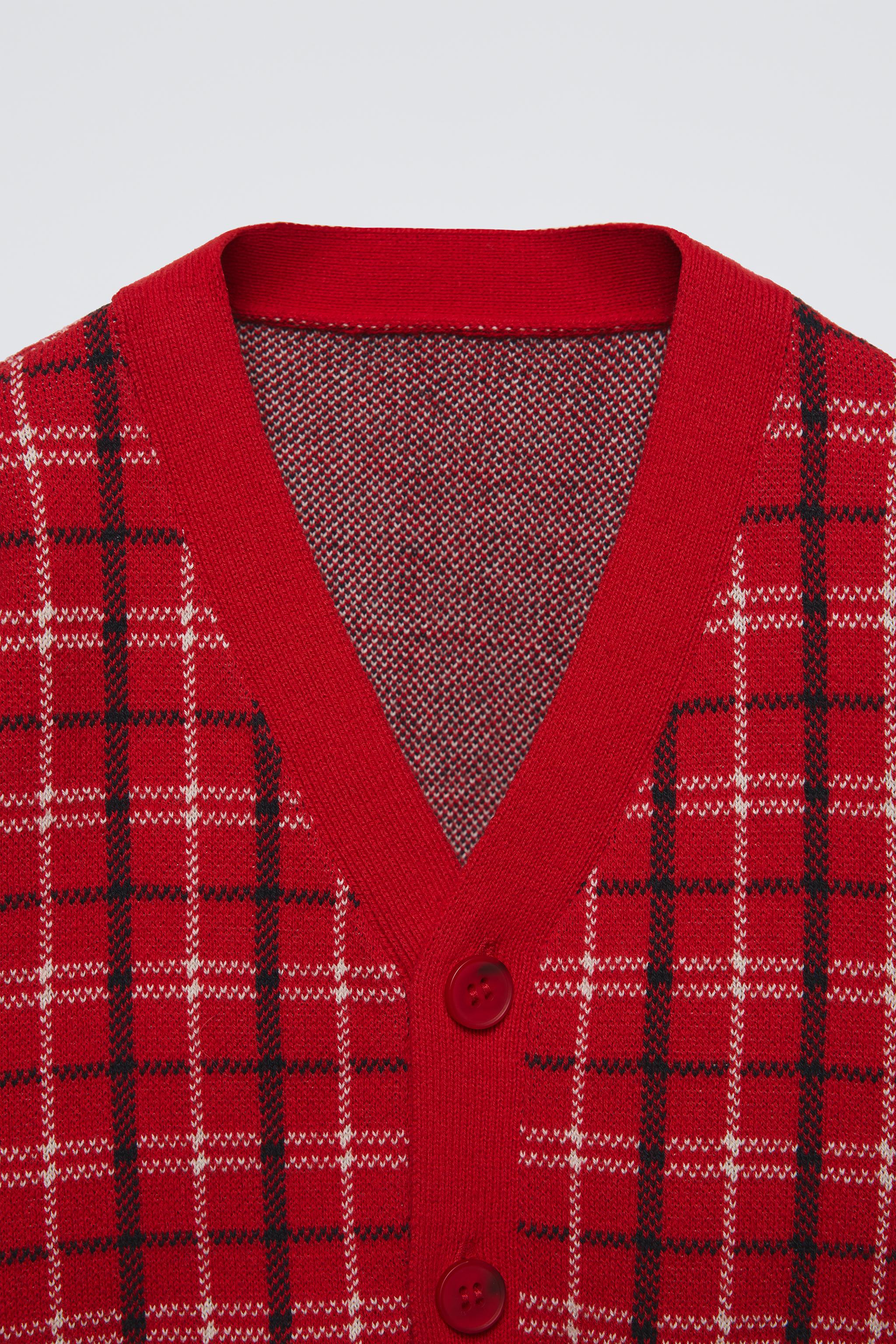 PLAID KNIT JACKET - Red | ZARA United States PLAID KNIT JACKET - Red | ZARA United States