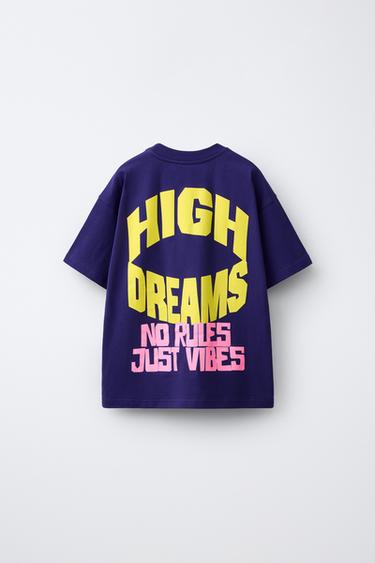 T-SHIRT WITH RAISED PRINT - Dark purple by Zara