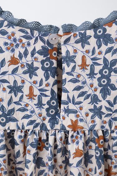 ROBE IMPRIMÉ FLEURS ET DENTELLE - Bleu / Gris de Zara - Image 3