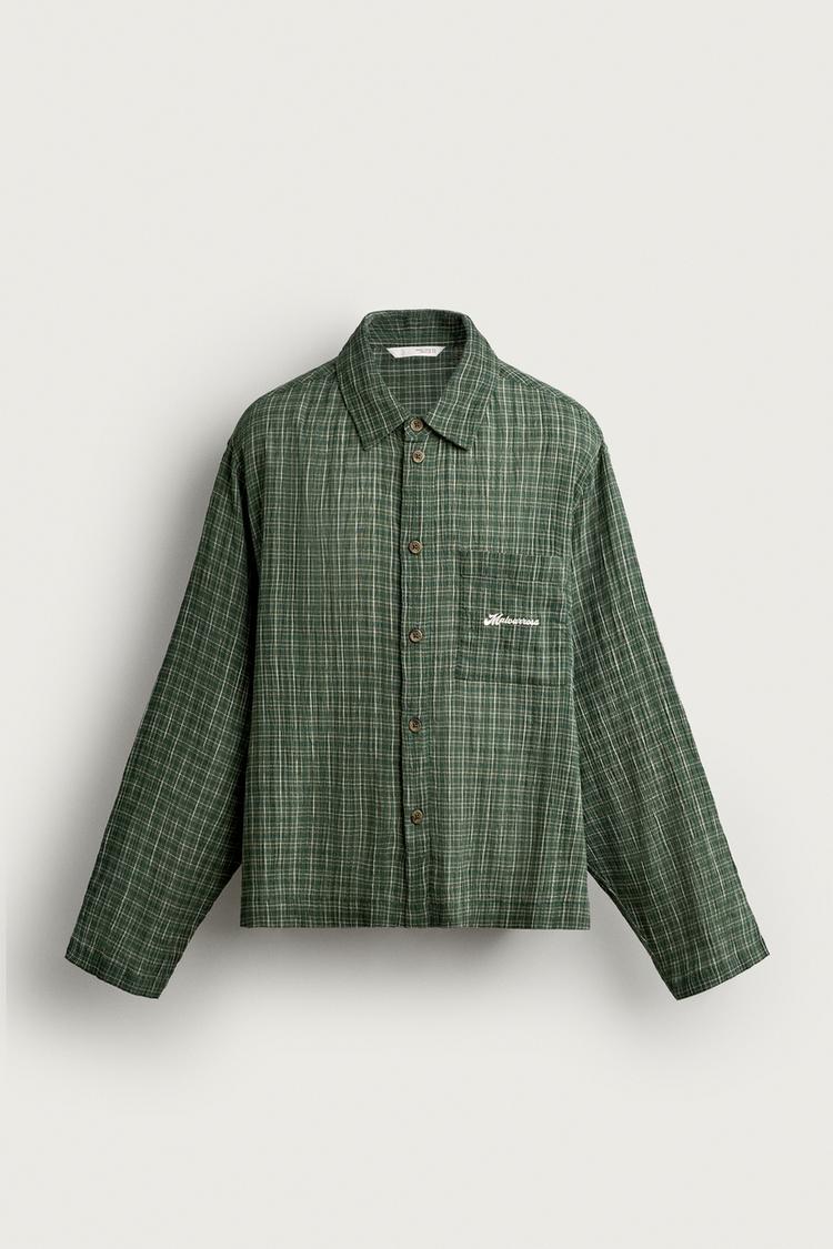 CHECK SHIRT WITH CONTRAST EMBROIDERY