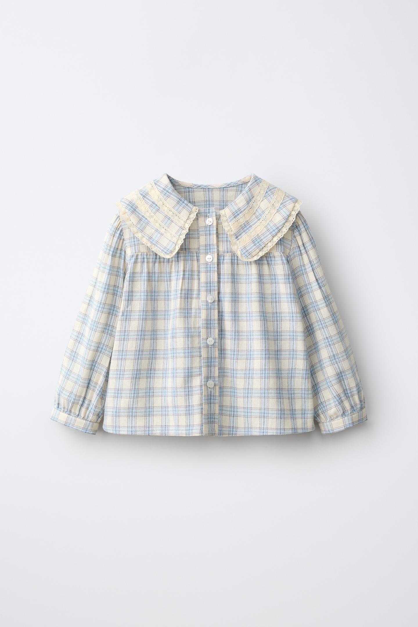 Детская рубашка Zara Romantic Checked, цвет: Светлый синий — фото 1