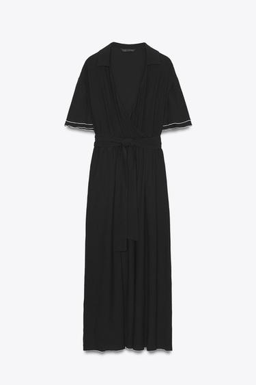 VESTIDO MIDI CONTRASTE - Preto da Zara - Imagem 0