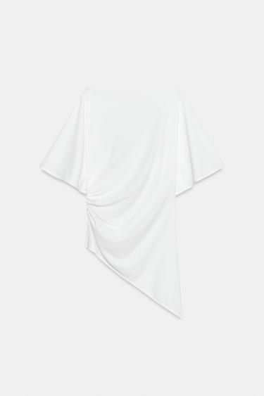 ASYMMETRIC DRAPED TOP - Oyster-white by Zara - Image 7