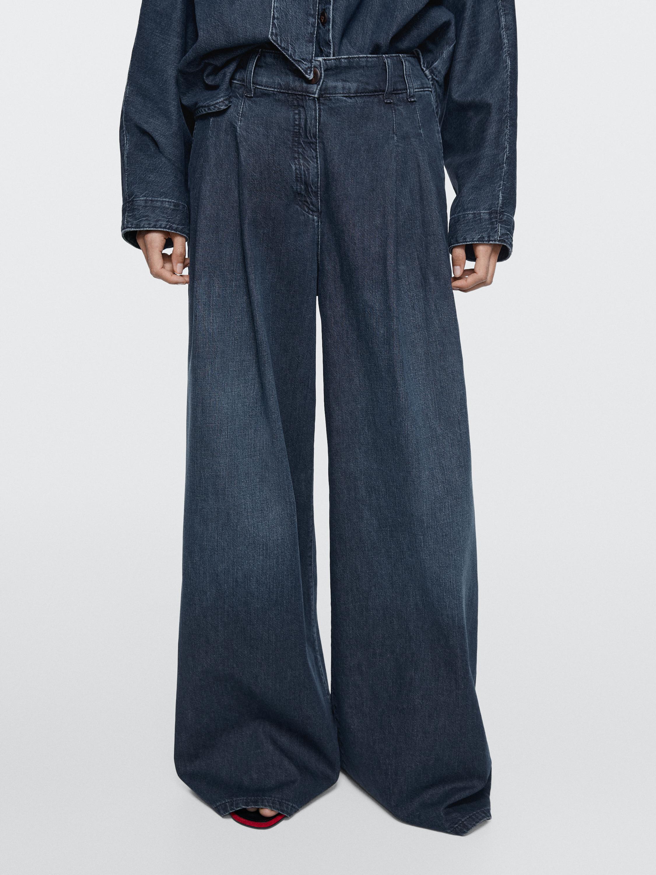 High-waist wide-leg darted jeans