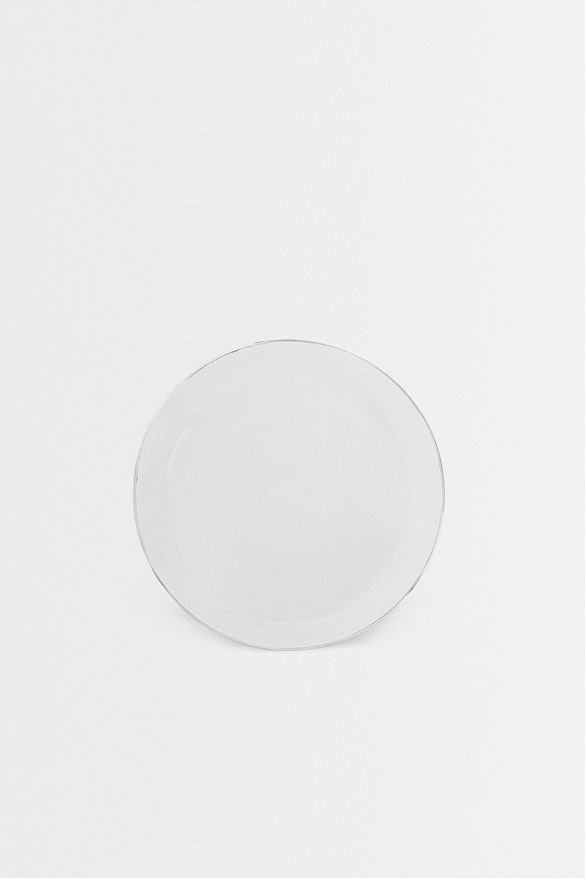 BOROSILICATE GLASS SIDE PLATE WITH RIM — Silver