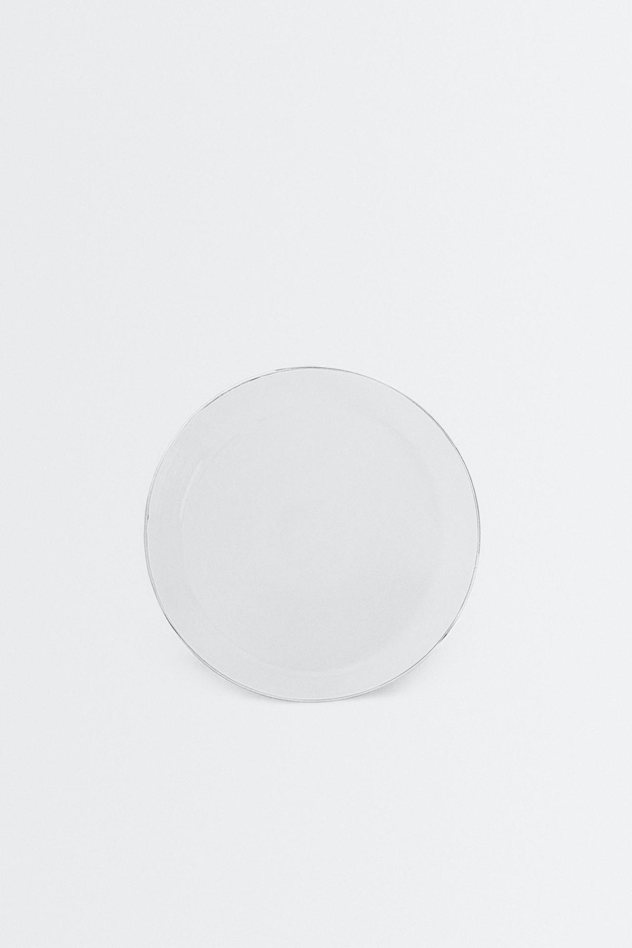 BOROSILICATE GLASS SIDE PLATE WITH RIM — Silver