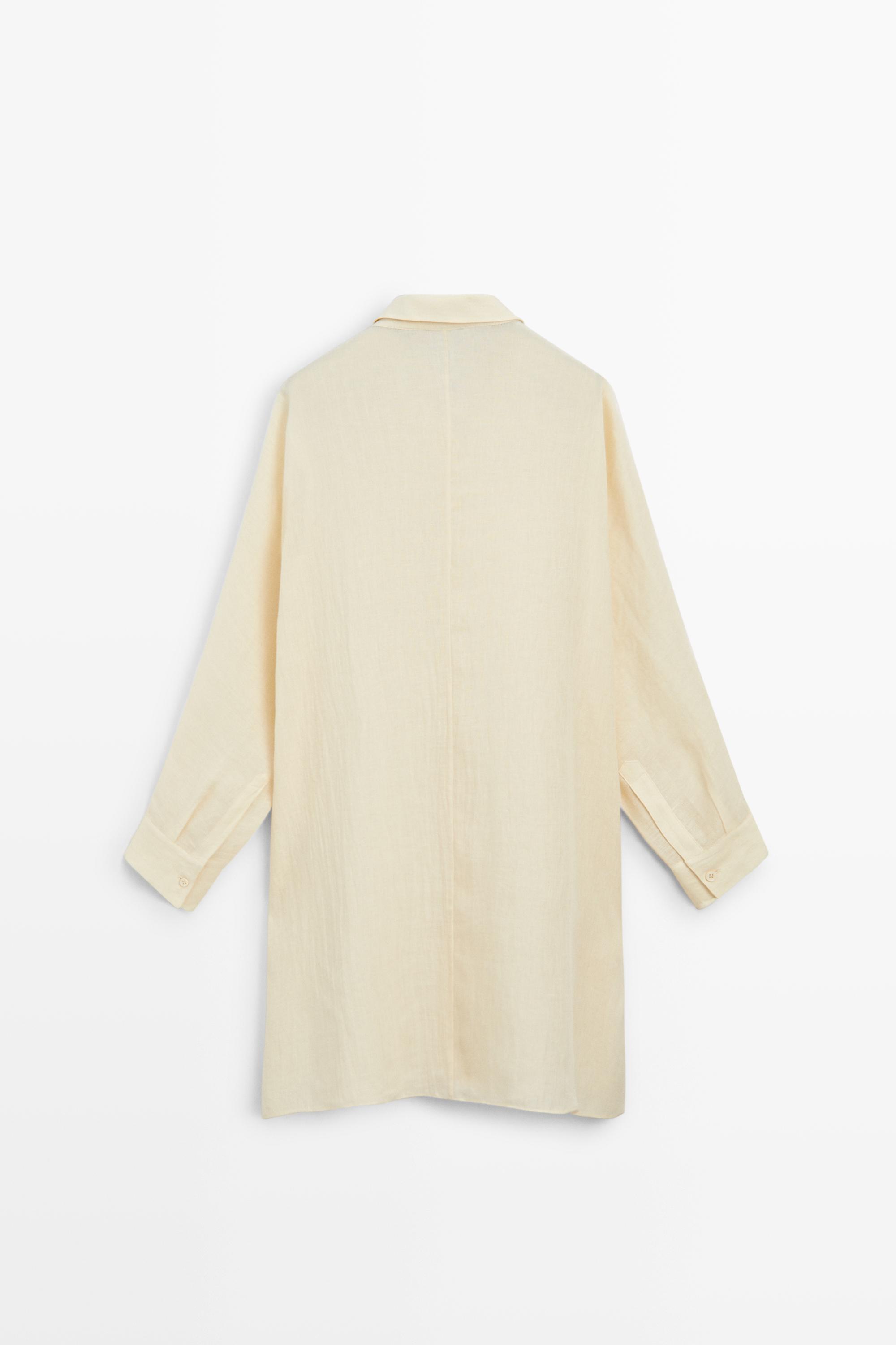 100% linen short shirt dress