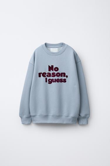 SUDADERA TEXTO FLOCK - Azul claro de Zara - Imagen 0