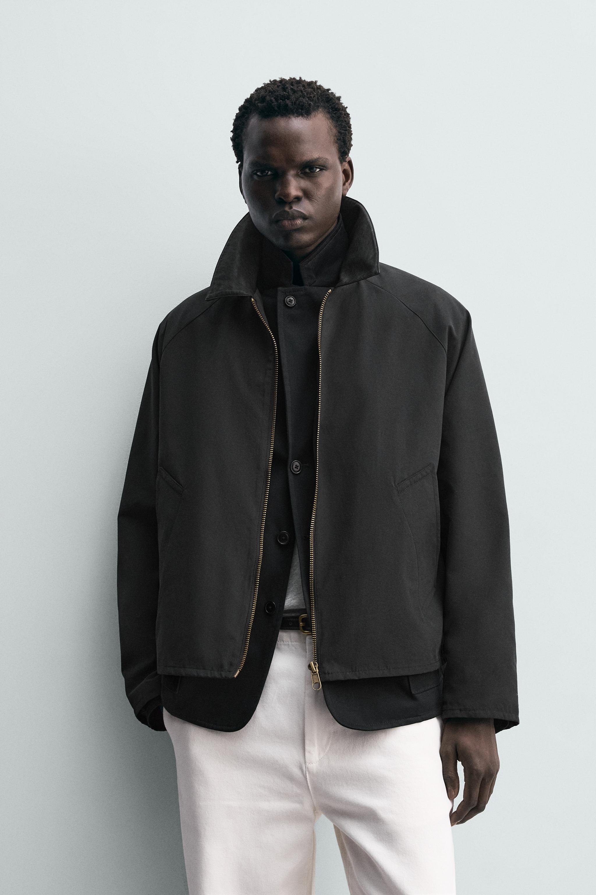 CONTRAST COLLAR OVERSHIRT — Black