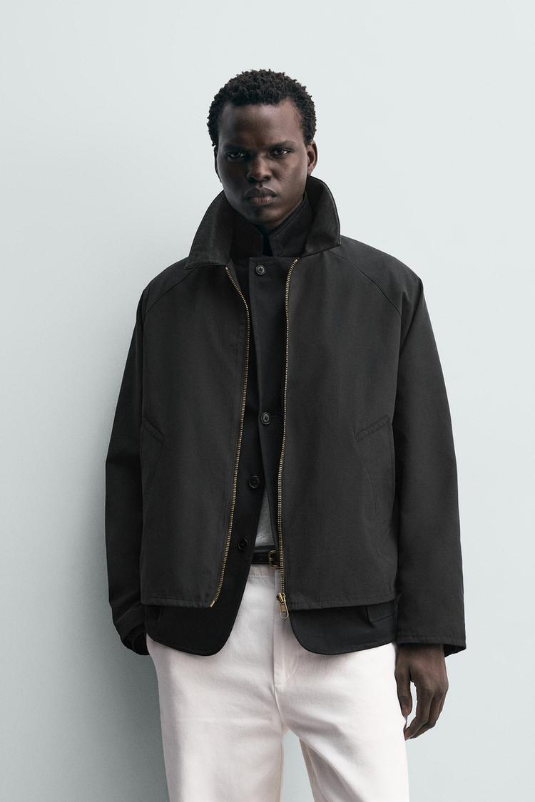 ZARA CONTRAST COLLAR OVERSHIRT