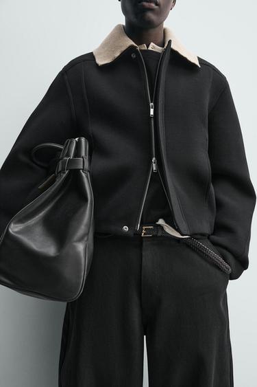 BLOUSON TECHNIQUE COL EN CONTRASTE - Noir de Zara - Image 5