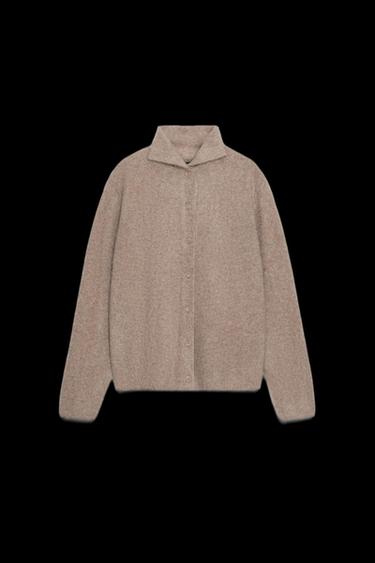 100% WOOL HIGH NECK JACKET - Brown / Taupe by Zara