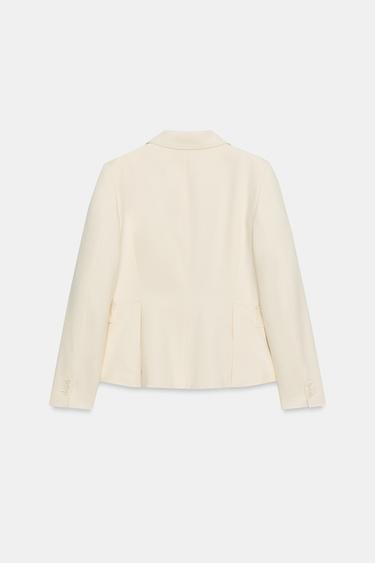 TAILORED PEPLUM BLAZER WITH SHOULDER PADS - Ecru by Zara - Image 6