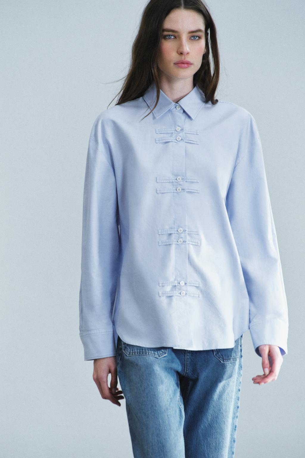 ZW COLLECTION OXFORD SHIRT WITH FROG FASTENING
