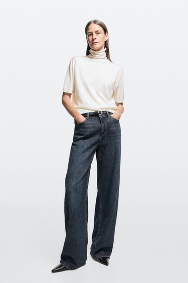 High-waist relaxed barrel fit jeans — Mid-blue 1