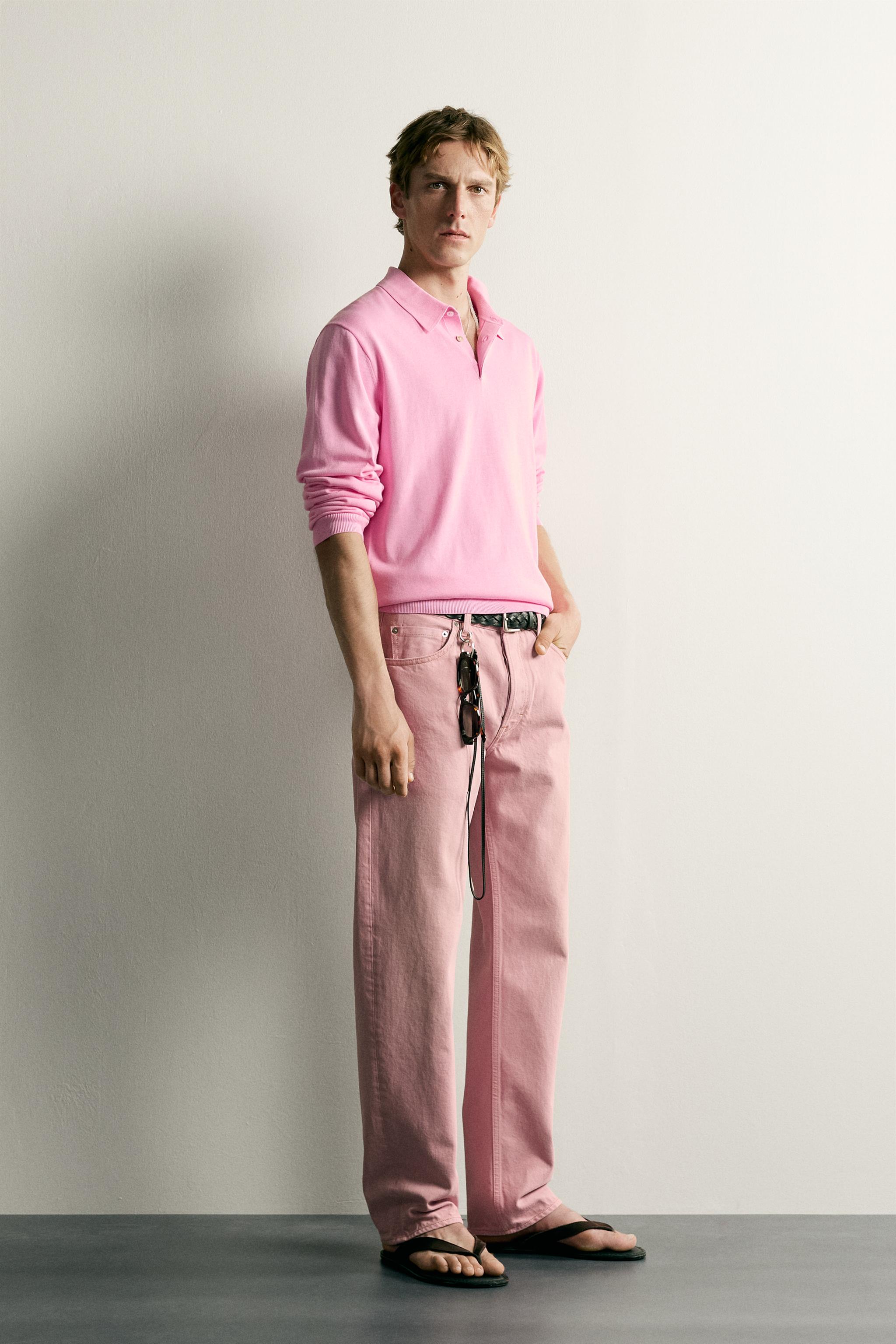 Мужские рубашки Zara RELAXED FIT KNIT POLO SHIRT — фото 4