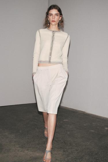 ZW COLLECTION LINEN DART BERMUDA SHORTS - Ecru by Zara - Image 0