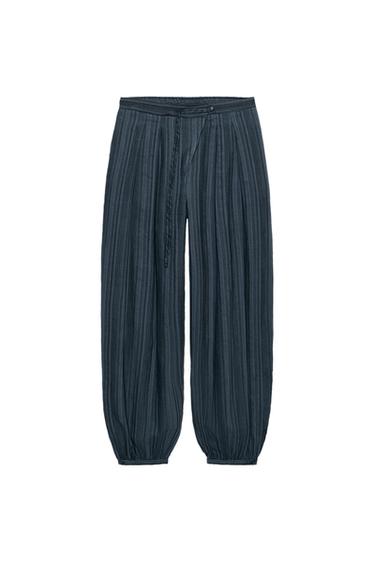 ZW COLLECTION STRIPED SAROUEL TROUSERS - Indigo by Zara