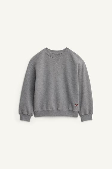 EINFACHES SWEATSHIRT MIT FUCHSSTICKEREI LIMITED EDITION - Grau meliert von Zara