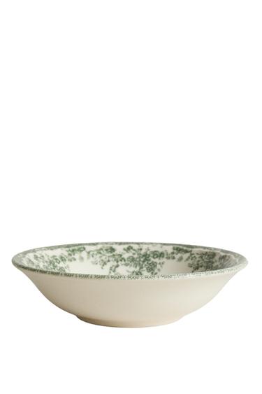 TIGELA DE CERÂMICA COM ESTAMPA FLORAL - Verde-oliva-escuro da Zara