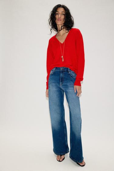 JEANS ZW COLLECTION WIDE LEG TIRO ALTO - Azul medio de Zara