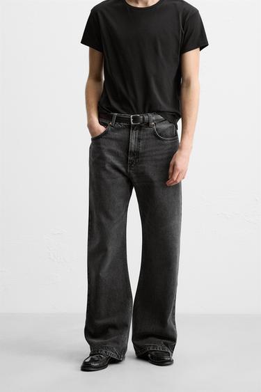 Wide Leg Pantalones Negros Hombre Zara Baggy Jeans Pantalones