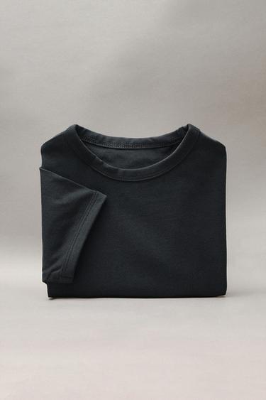 EINFARBIGES T-SHIRT - Anthrazit dunkel von Zara