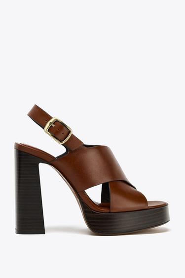 SPLIT LEATHER PLATFORM SANDALS