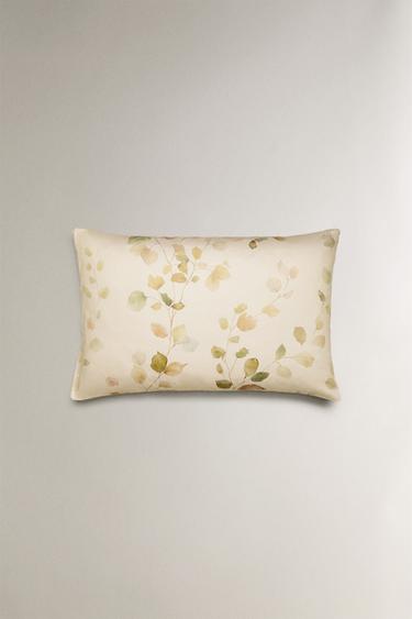 SATEEN PILLOWCASE WITH LEAF PRINT - Ecru by Zara - Image 3