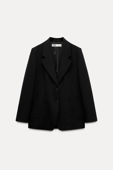 Zara STRAIGHT CUT POCKET BLAZER ZW COLLECTION - Black