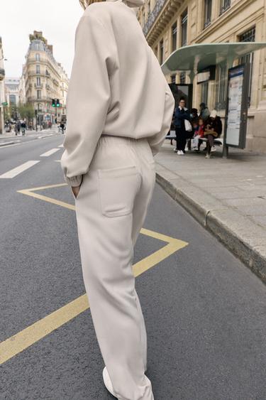 PANTALON LARGE À TAILLE ÉLASTIQUE - Écru de Zara - Image 5