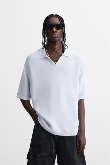 POLO COM TEXTURA - Azul-claro da Zara