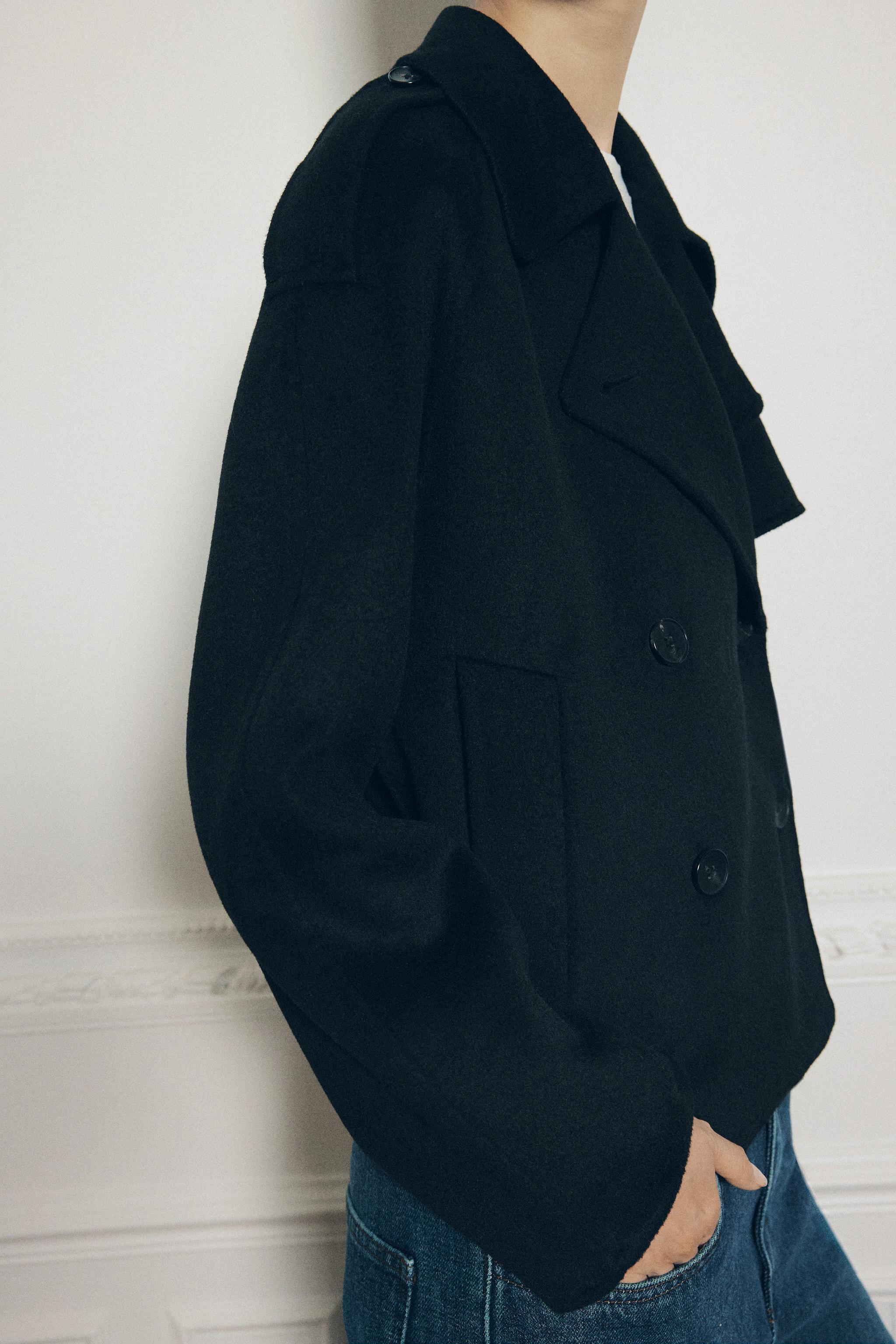 ZW COLLECTION CROPPED WOOL COAT - Black | ZARA South Africa