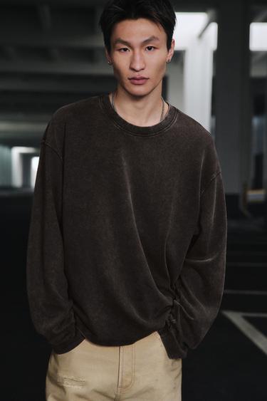 Zara 寬鬆版褪色T恤 - 灰色