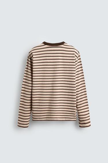 STRIPED JACQUARD T-SHIRT - Beige-brown by Zara - Image 6