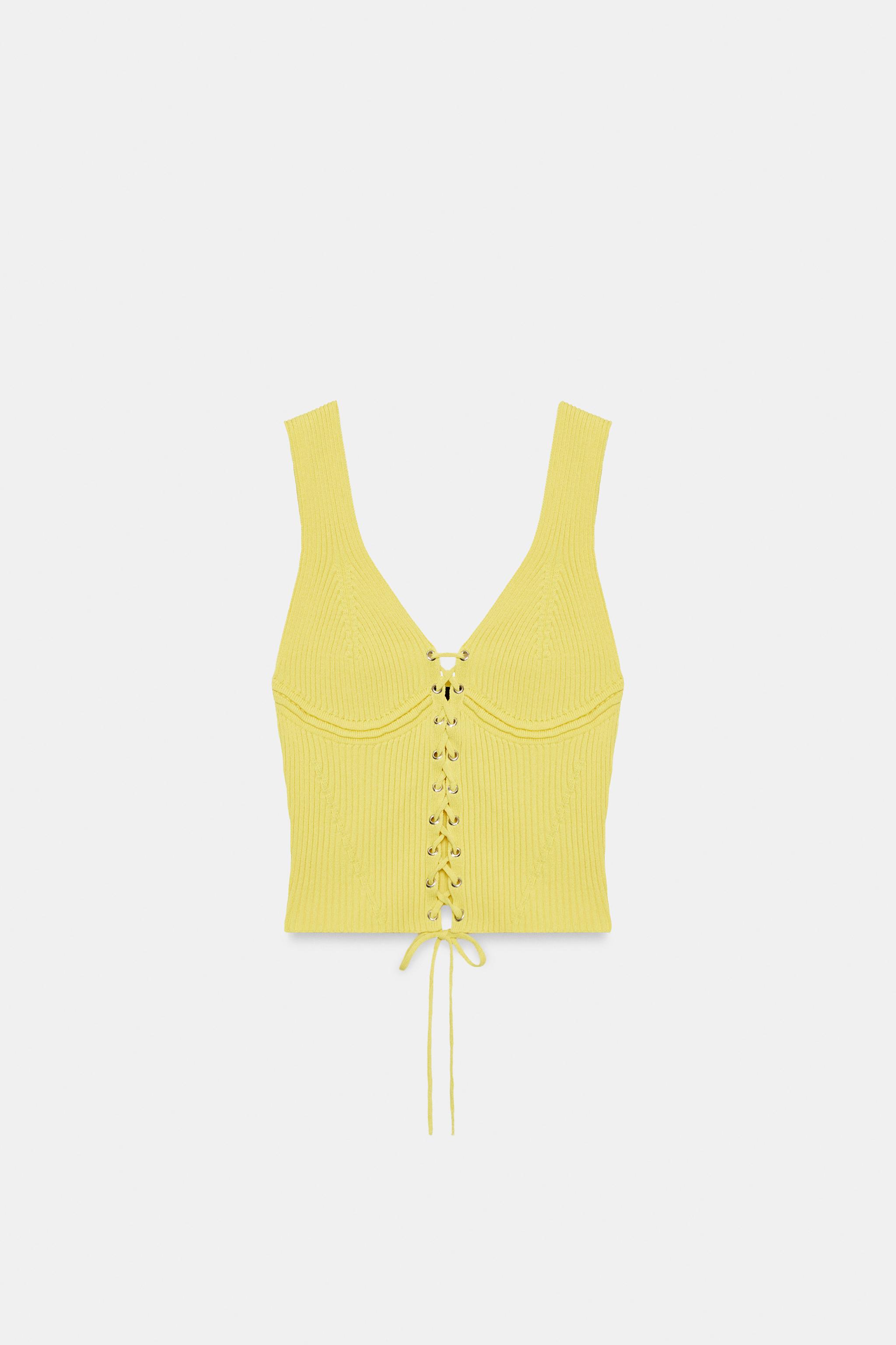 RIB KNIT CORSET TOP - Yellow | ZARA United States