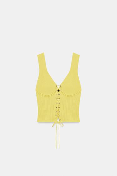 TOP STYLE CORSET EN MAILLE CÔTELÉE - Jaune de Zara - Image 5