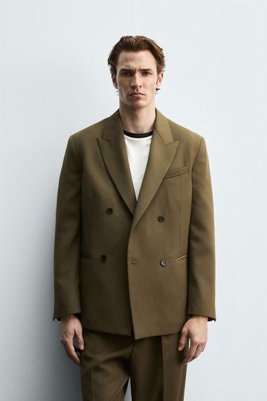 Zara 雙排扣西裝外套 - LIMITED EDITION - 深橄欖綠色