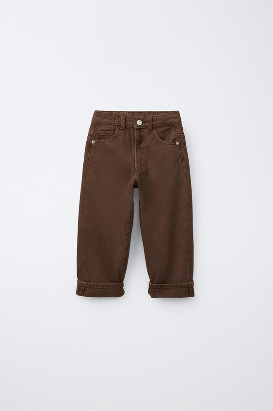 TWILL TROUSERS WITH TURN-UP HEMS - Brown by Zara - Image 0