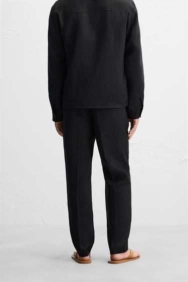 PANTALON REGULAR FIT 100 % LIN - Noir de Zara - Image 2