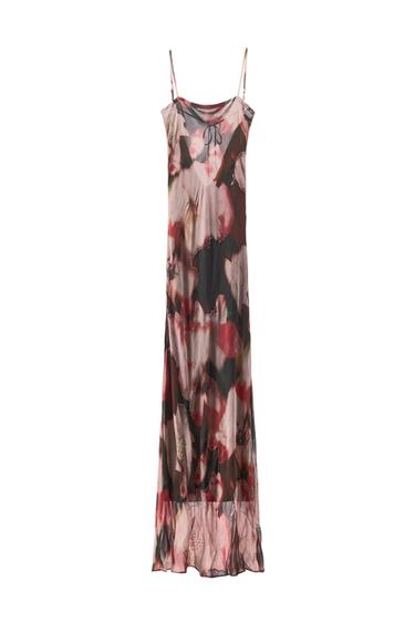 VESTIDO ESTAMPADO FLORES ABALORIOS - Multicolor de Zara - Imagen 0
